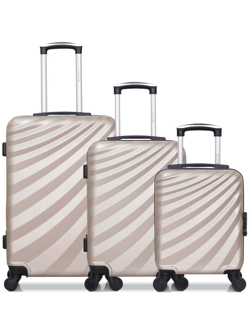 WAVE PARIS - Lot de 3 - Valise Weekend, valise cabine et valise cabine XXS DANUBE Beige - Kiabi