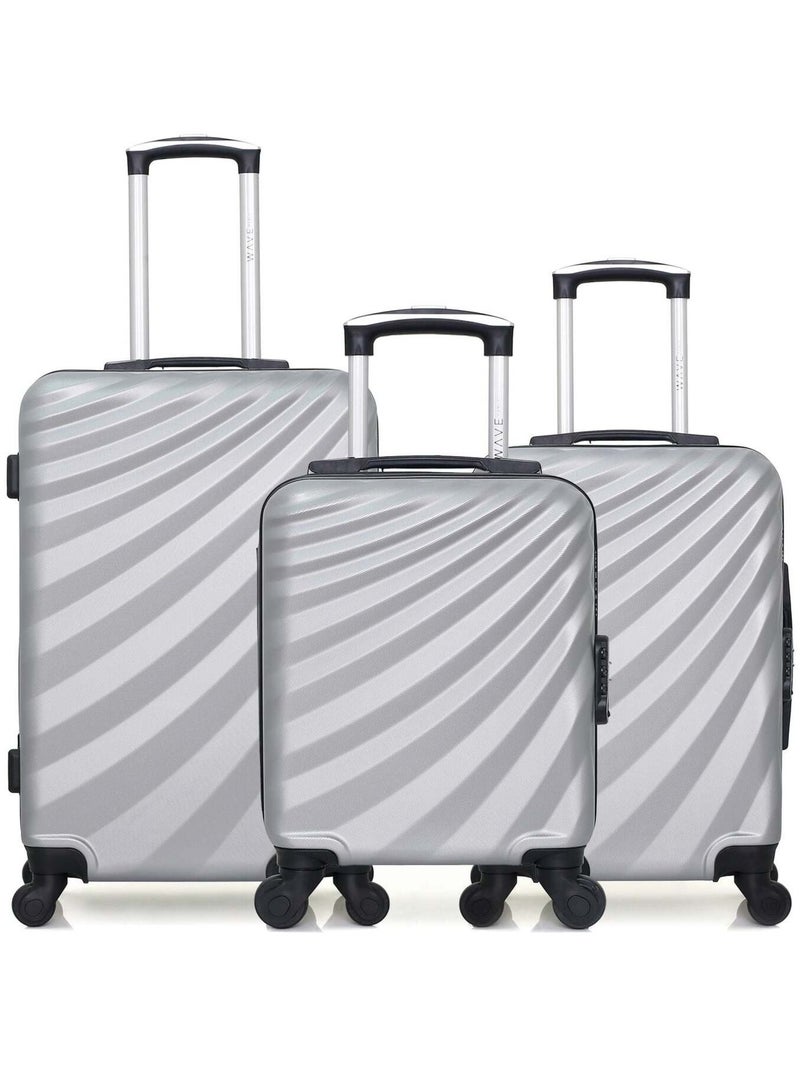 WAVE PARIS - Lot de 3 - Valise Weekend, valise cabine et valise cabine XXS DANUBE Gris - Kiabi