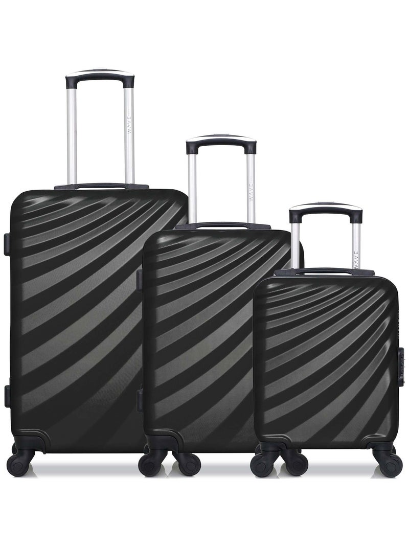 WAVE PARIS - Lot de 3 - Valise Weekend, valise cabine et valise cabine XXS DANUBE Noir - Kiabi