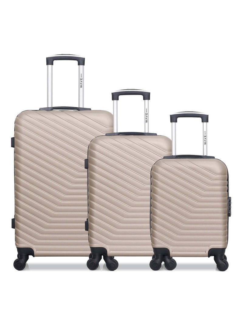 WAVE PARIS - Lot de 3 - Valise Weekend, valise cabine et valise cabine XXS LENA Beige - Kiabi