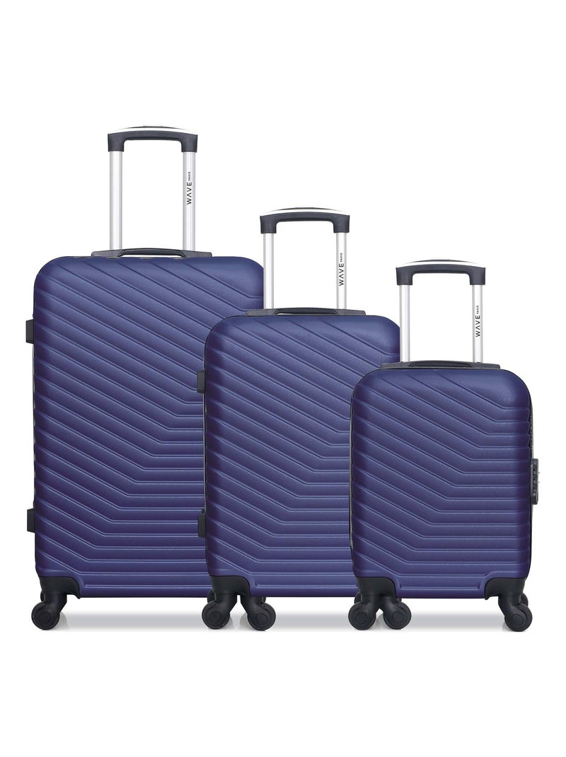 WAVE PARIS - Lot de 3 - Valise Weekend, valise cabine et valise cabine XXS LENA Bleu marine - Kiabi
