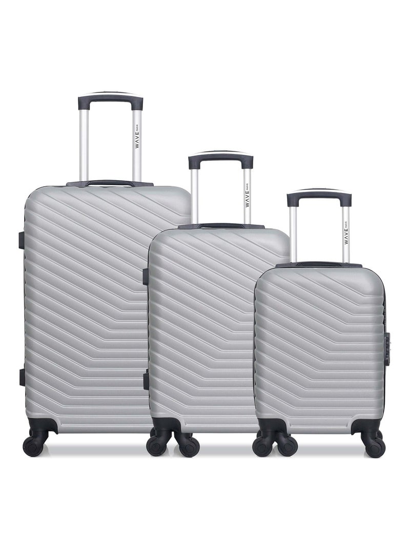 WAVE PARIS - Lot de 3 - Valise Weekend, valise cabine et valise cabine XXS LENA Gris - Kiabi