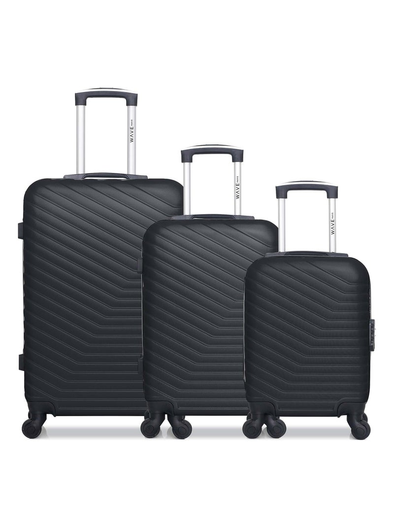 WAVE PARIS - Lot de 3 - Valise Weekend, valise cabine et valise cabine XXS LENA Noir - Kiabi
