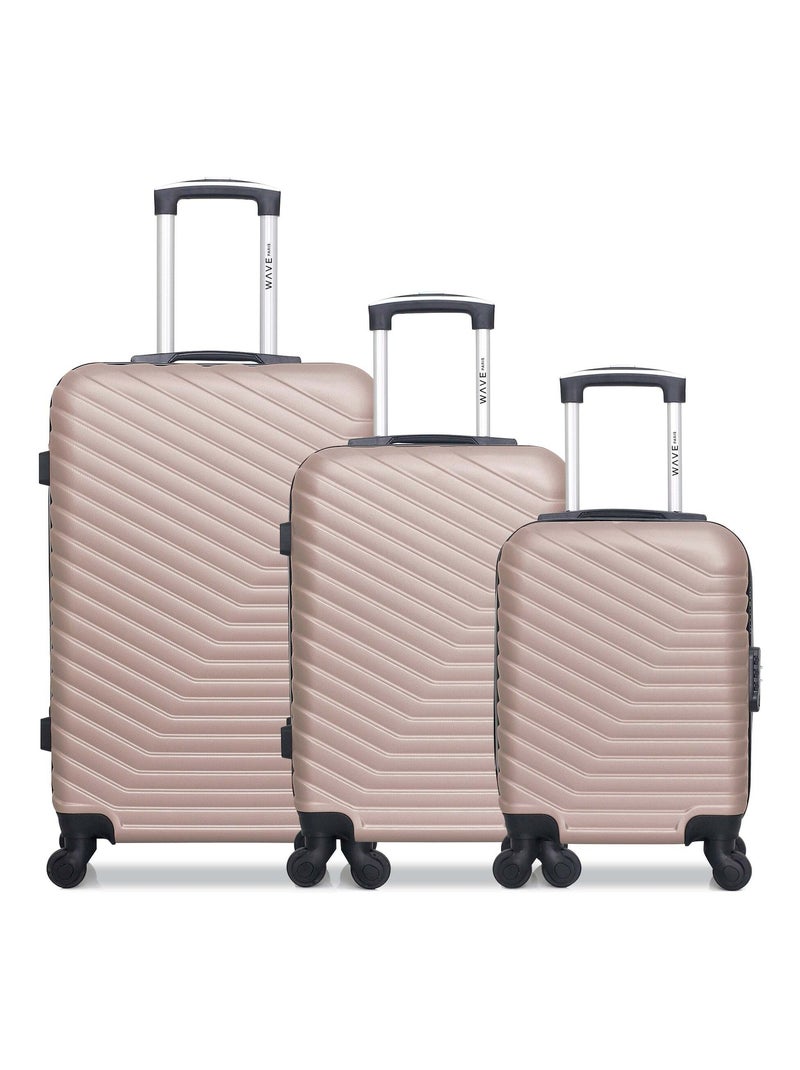 WAVE PARIS - Lot de 3 - Valise Weekend, valise cabine et valise cabine XXS LENA Rose clair - Kiabi
