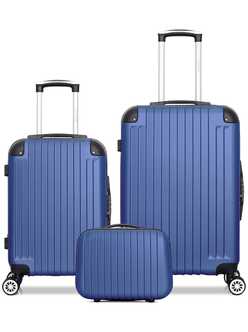 WAVE PARIS - Lot de 3 - Valise weekend, valise cabine et vanity TAGE Bleu marine - Kiabi