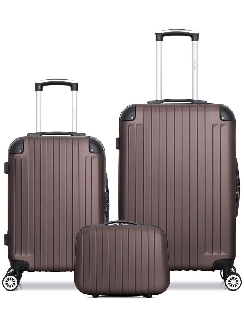 WAVE PARIS - Lot de 3 - Valise weekend, valise cabine et vanity TAGE Marron - Kiabi