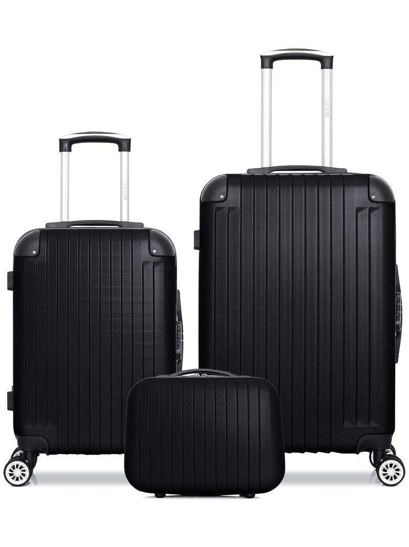 WAVE PARIS - Lot de 3 - Valise weekend, valise cabine et vanity TAGE Noir - Kiabi