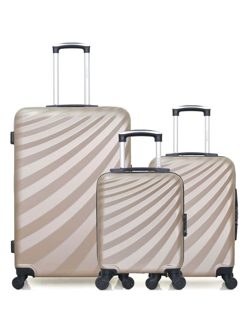 WAVE PARIS - LOT DE 3 - Valises grand format, cabine et cabine XXS DANUBE Beige - Kiabi