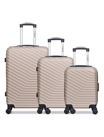 WAVE PARIS - Lot de 3 - Valise Weekend, valise cabine et valise cabine XXS LENA
