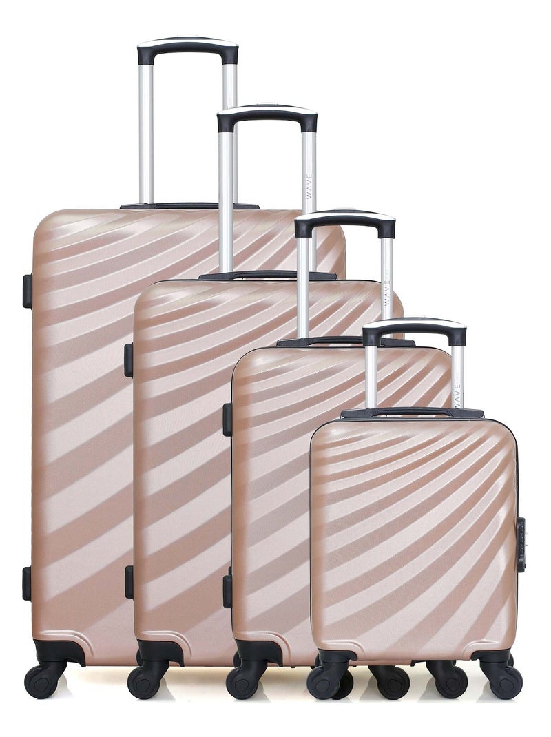 WAVE PARIS - Set de 4 Valises DANUBE-M 75 cm 4 Roues Rose clair - Kiabi