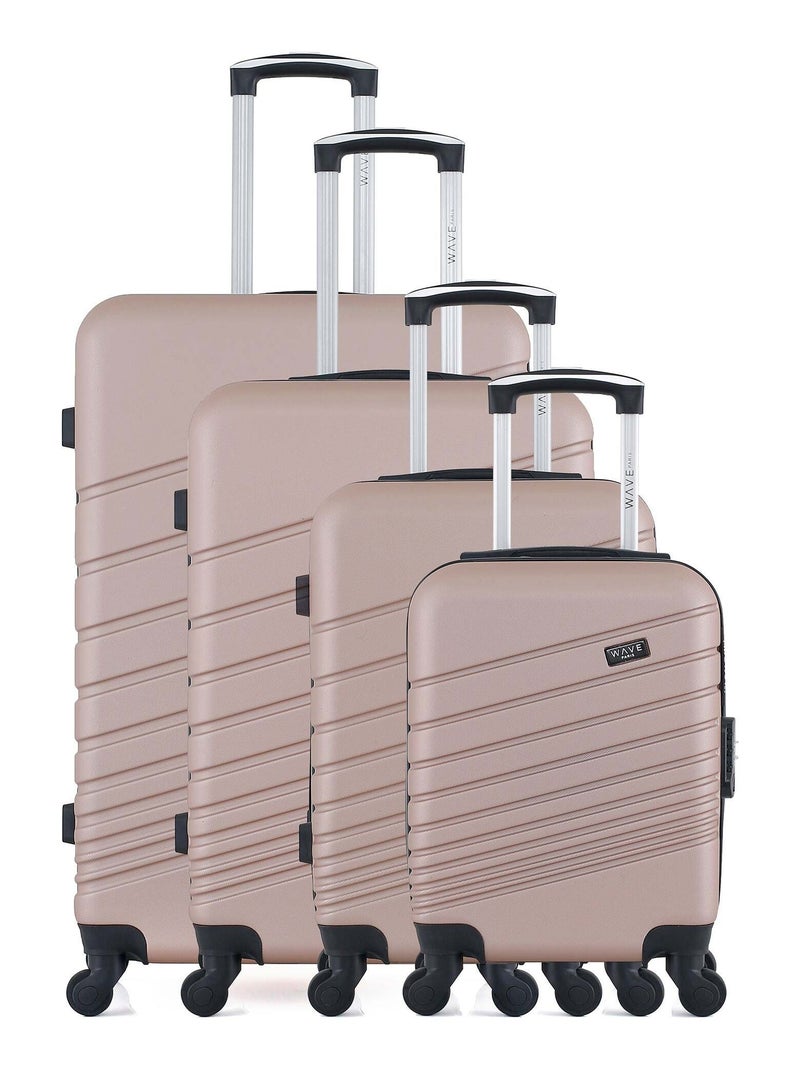 WAVE PARIS - Set de 4 Valises Rigides TIGRE-M Rose clair - Kiabi