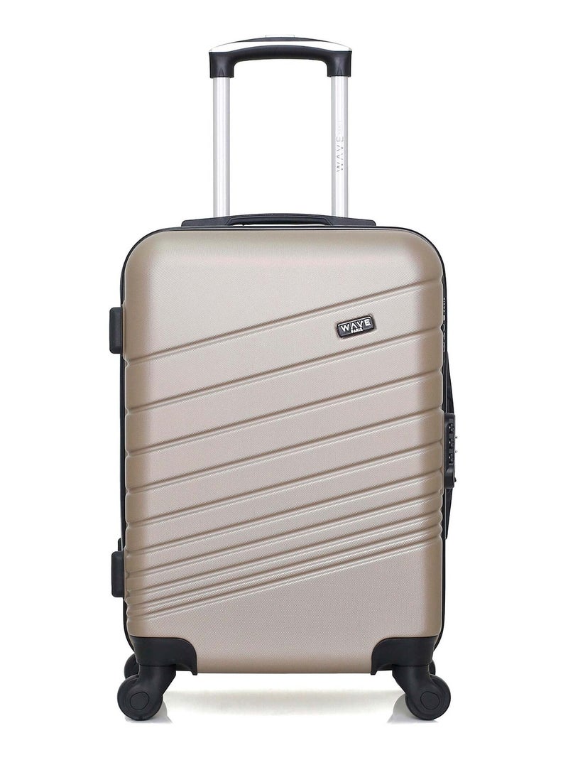 WAVE PARIS - Valise Cabine ABS TIGRE 4 Roues 55 cm Beige - Kiabi