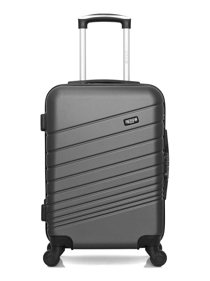 WAVE PARIS - Valise Cabine ABS TIGRE 4 Roues 55 cm Gris foncé - Kiabi