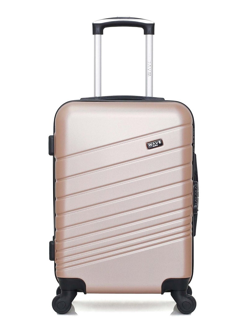 WAVE PARIS - Valise Cabine ABS TIGRE 4 Roues 55 cm Rose clair - Kiabi