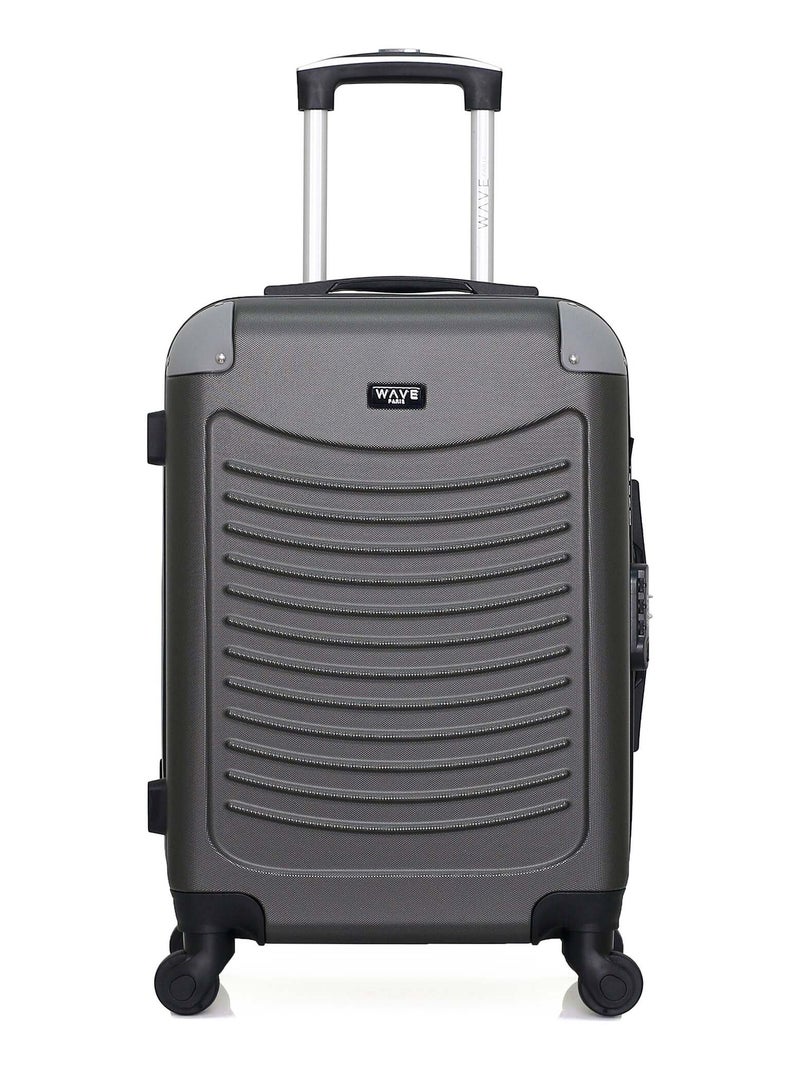 WAVE PARIS - Valise Cabine CONGO 55 cm 4 Roues Gris foncé - Kiabi