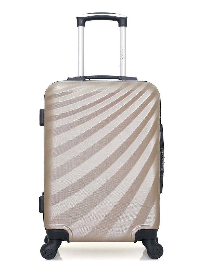 WAVE PARIS - Valise Cabine DANUBE 55 cm 4 Roues Beige - Kiabi