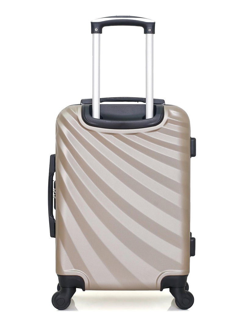 WAVE PARIS - Valise Cabine DANUBE 55 cm 4 Roues Beige - Kiabi