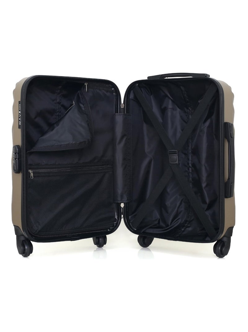 WAVE PARIS - Valise Cabine DANUBE 55 cm 4 Roues Beige - Kiabi