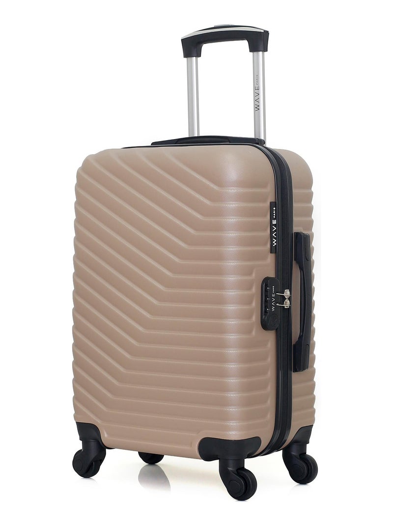 WAVE PARIS - Valise Cabine LENA 55 cm 4 Roues Beige - Kiabi