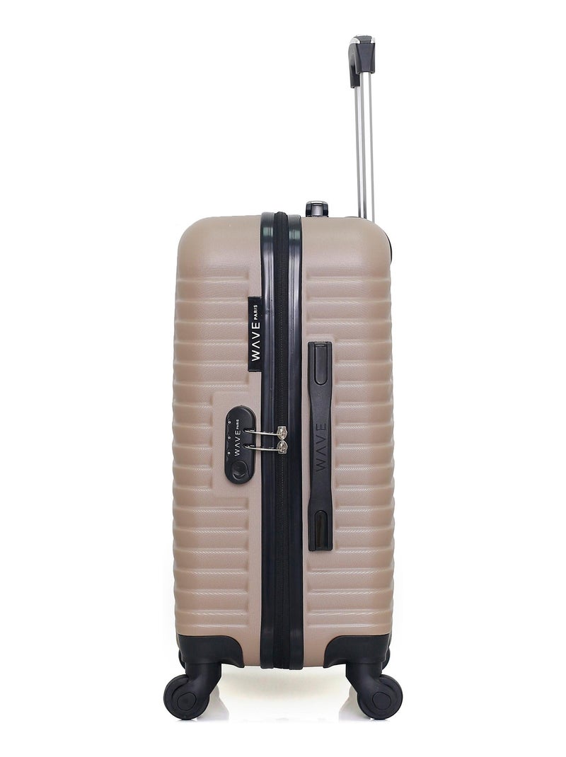 WAVE PARIS - Valise Cabine LENA 55 cm 4 Roues Beige - Kiabi