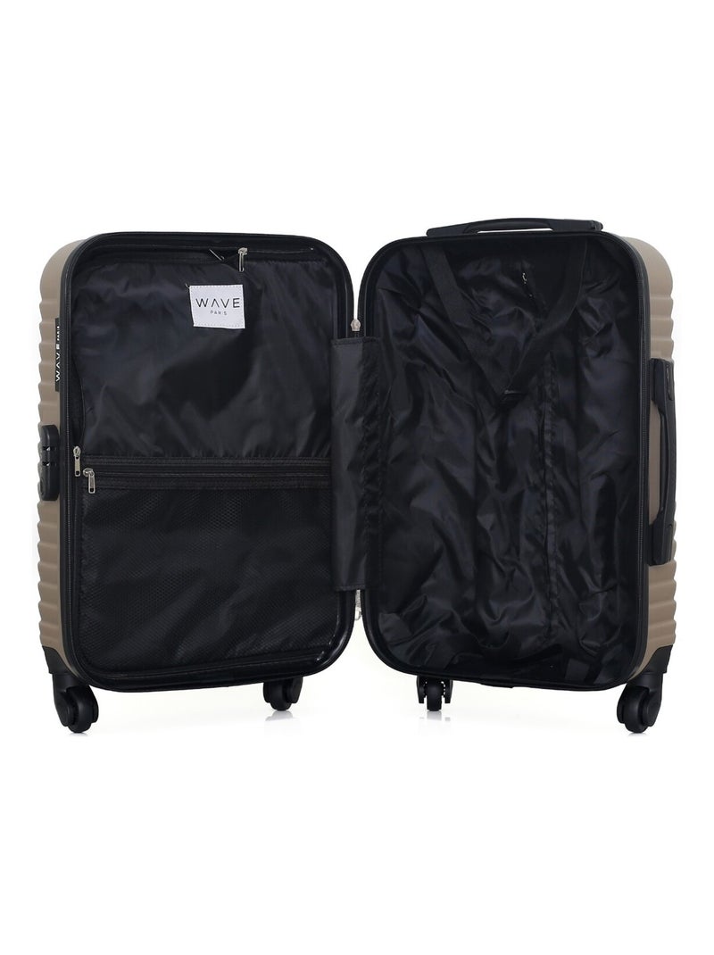 WAVE PARIS - Valise Cabine LENA 55 cm 4 Roues Beige - Kiabi