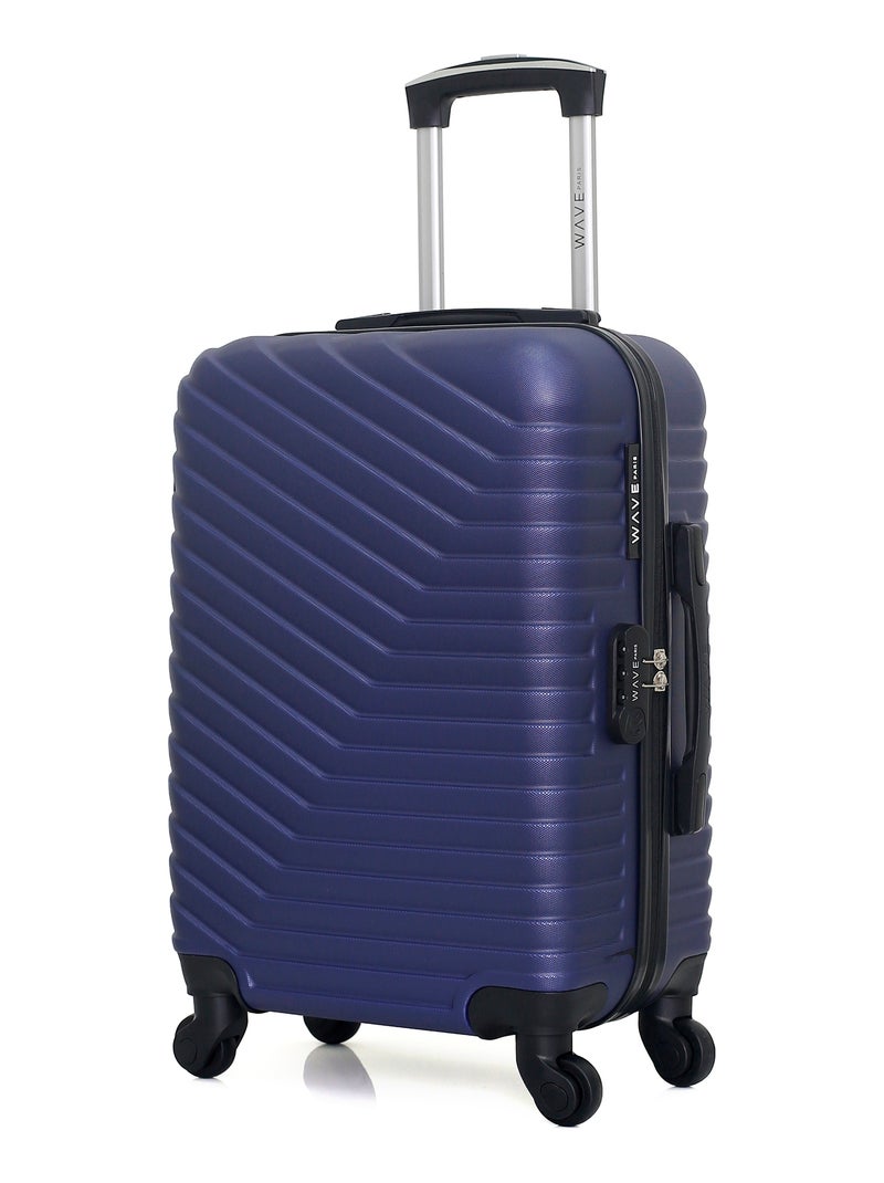 WAVE PARIS - Valise Cabine LENA 55 cm 4 Roues Bleu Bleu marine - Kiabi