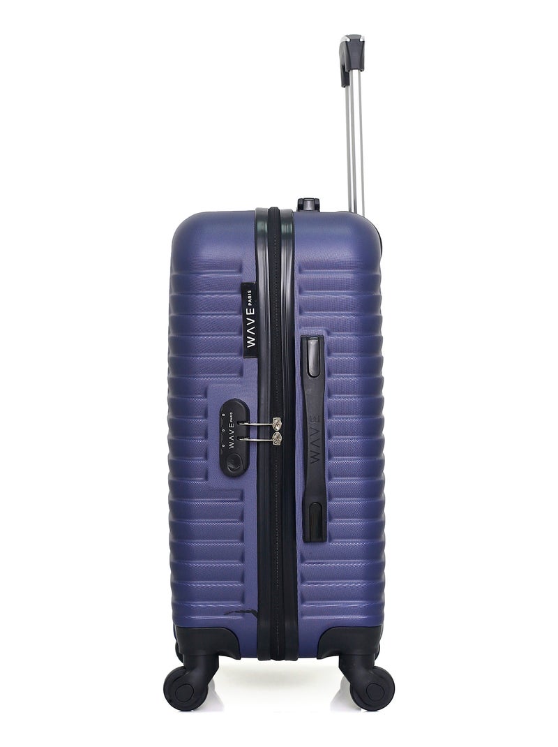 WAVE PARIS - Valise Cabine LENA 55 cm 4 Roues Bleu Bleu marine - Kiabi