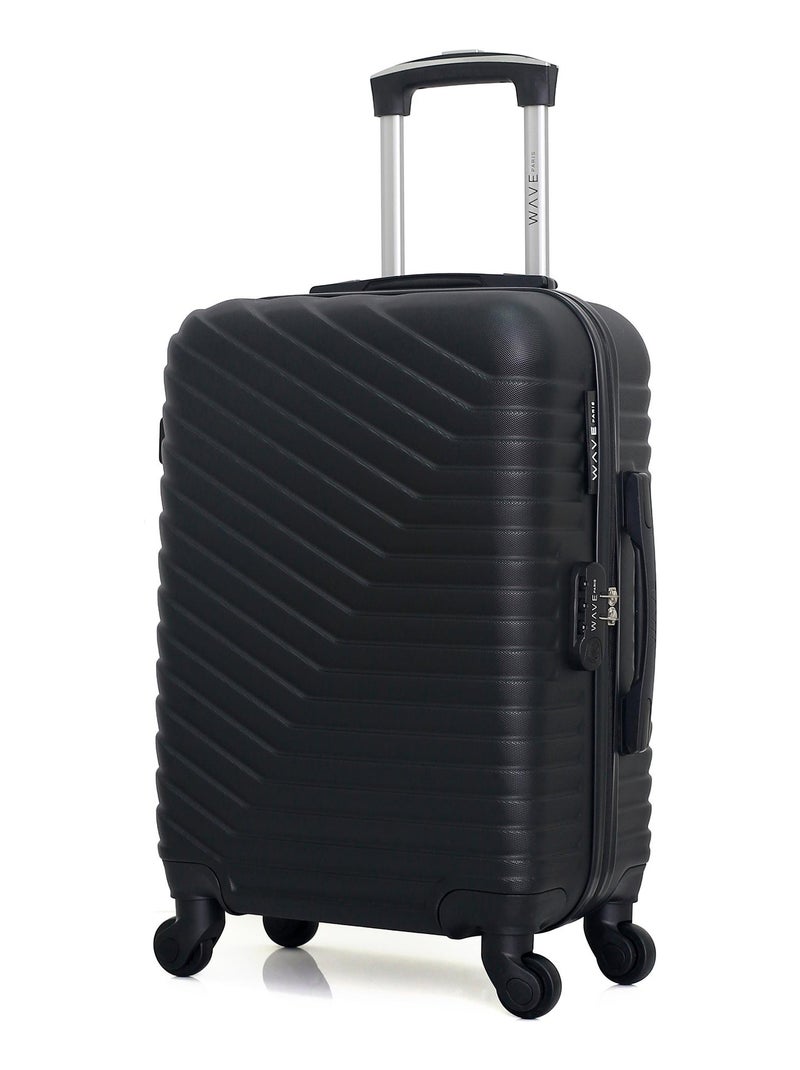 WAVE PARIS - Valise Cabine LENA 55 cm 4 Roues Noir - Kiabi
