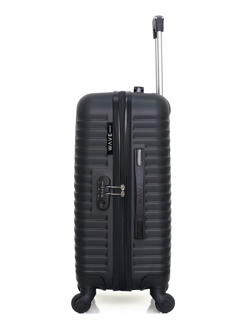 WAVE PARIS - Valise Cabine LENA 55 cm 4 Roues Noir - Kiabi