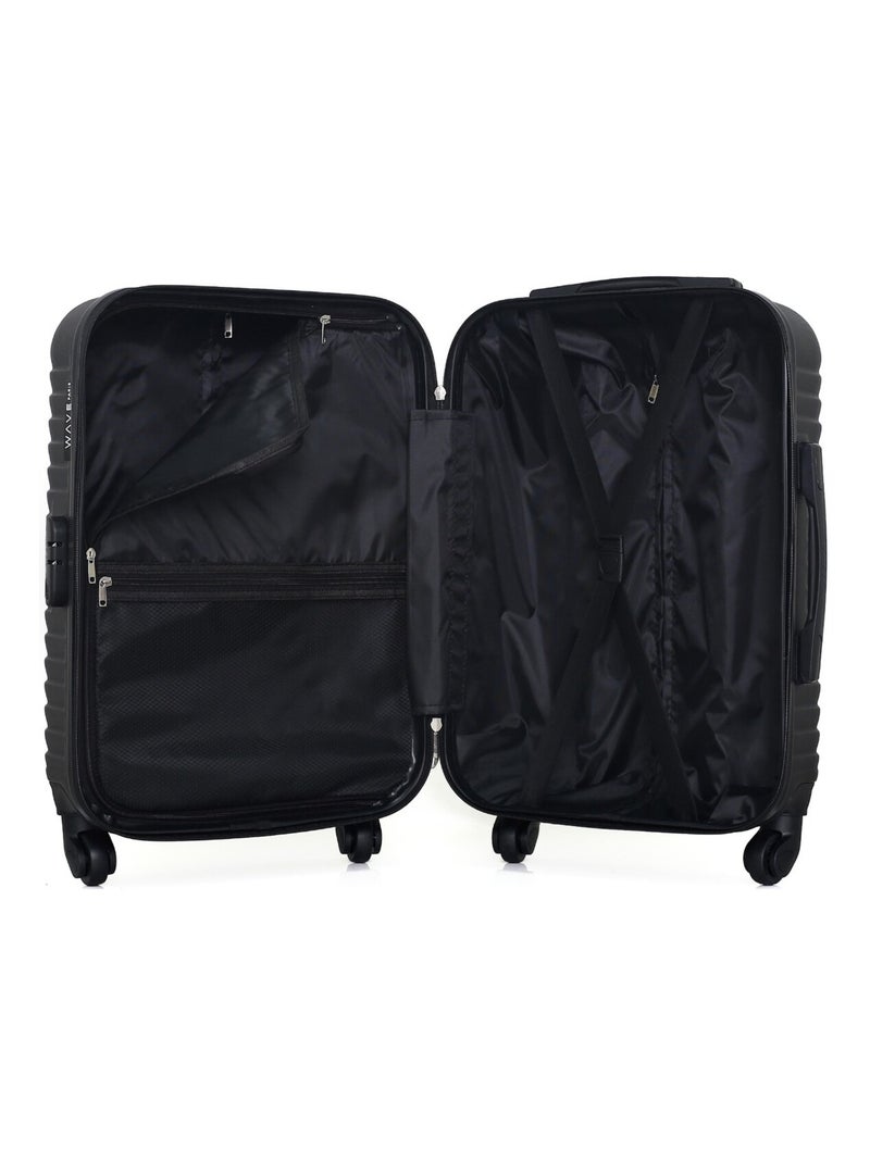 WAVE PARIS - Valise Cabine LENA 55 cm 4 Roues Noir - Kiabi