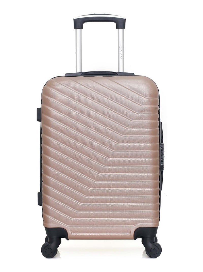 WAVE PARIS - Valise Cabine LENA 55 cm 4 Roues Rose clair - Kiabi