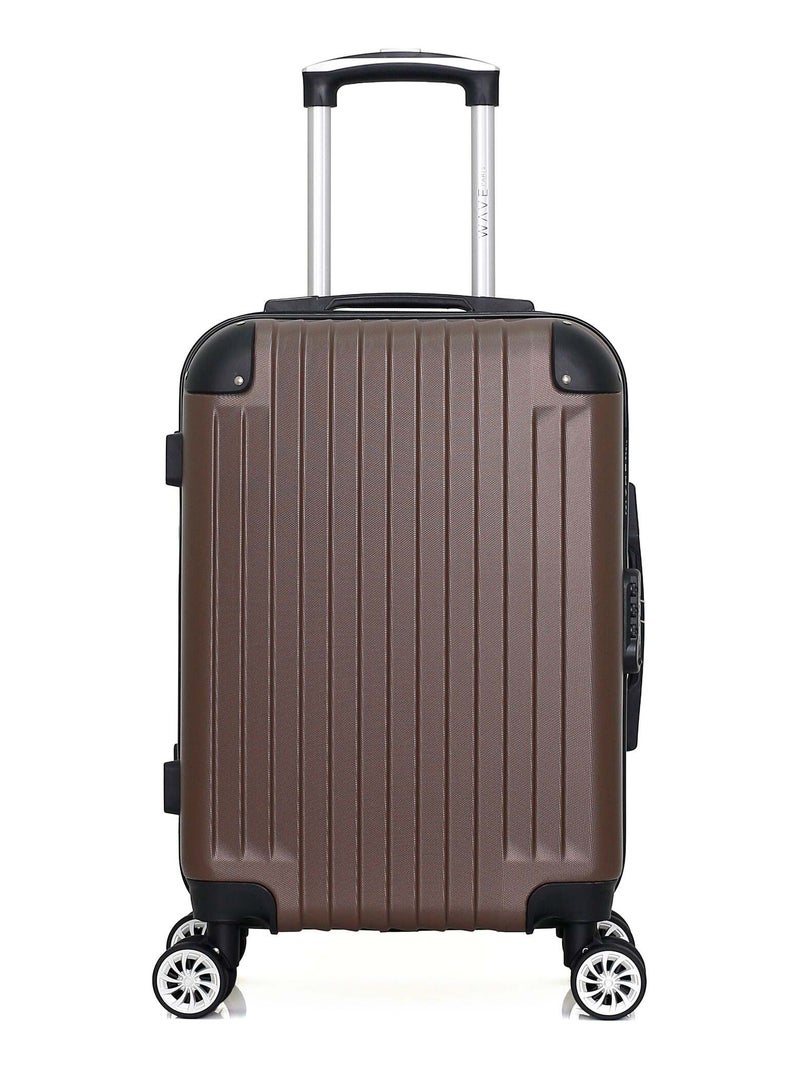 WAVE PARIS - Valise Cabine TAGE 55 cm 4 Roues Marron - Kiabi