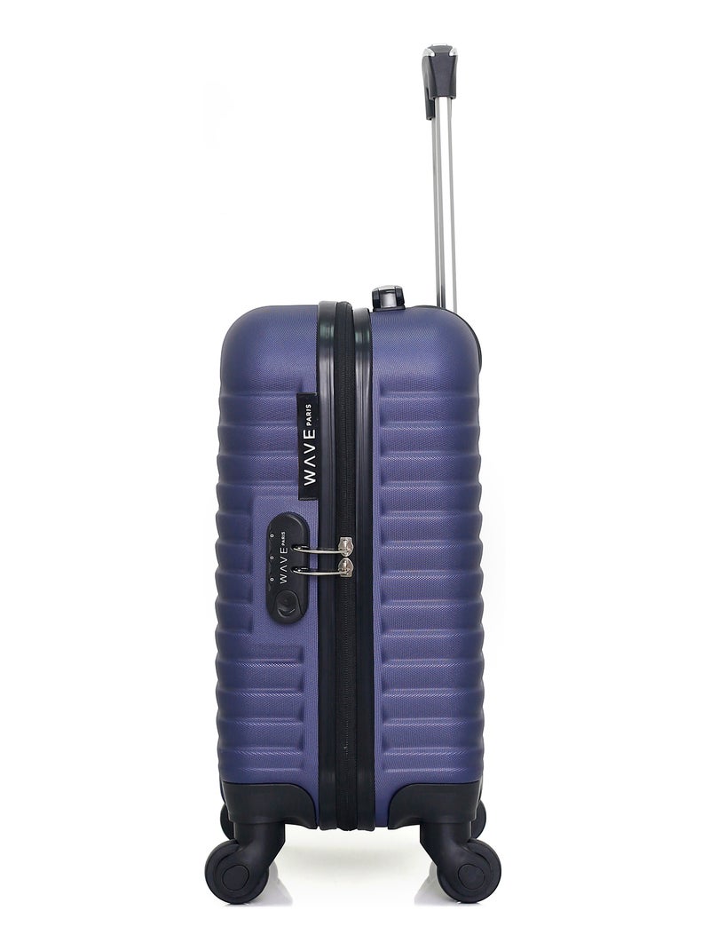 WAVE PARIS - Valise Cabine XXS LENA 46 cm 4 Roues Bleu Bleu marine - Kiabi