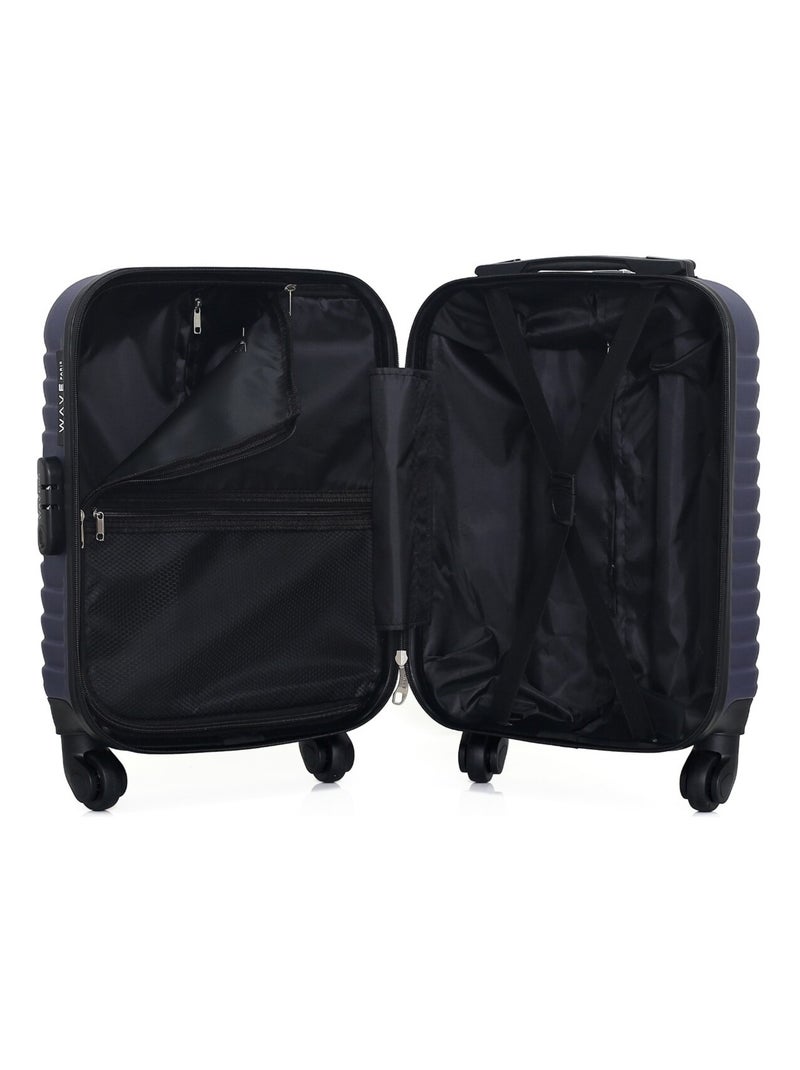 WAVE PARIS - Valise Cabine XXS LENA 46 cm 4 Roues Bleu Bleu marine - Kiabi