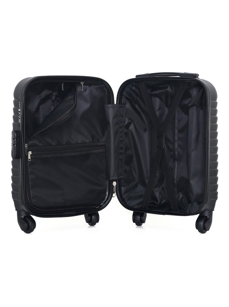 WAVE PARIS - Valise Cabine XXS LENA 46 cm 4 Roues Noir - Kiabi