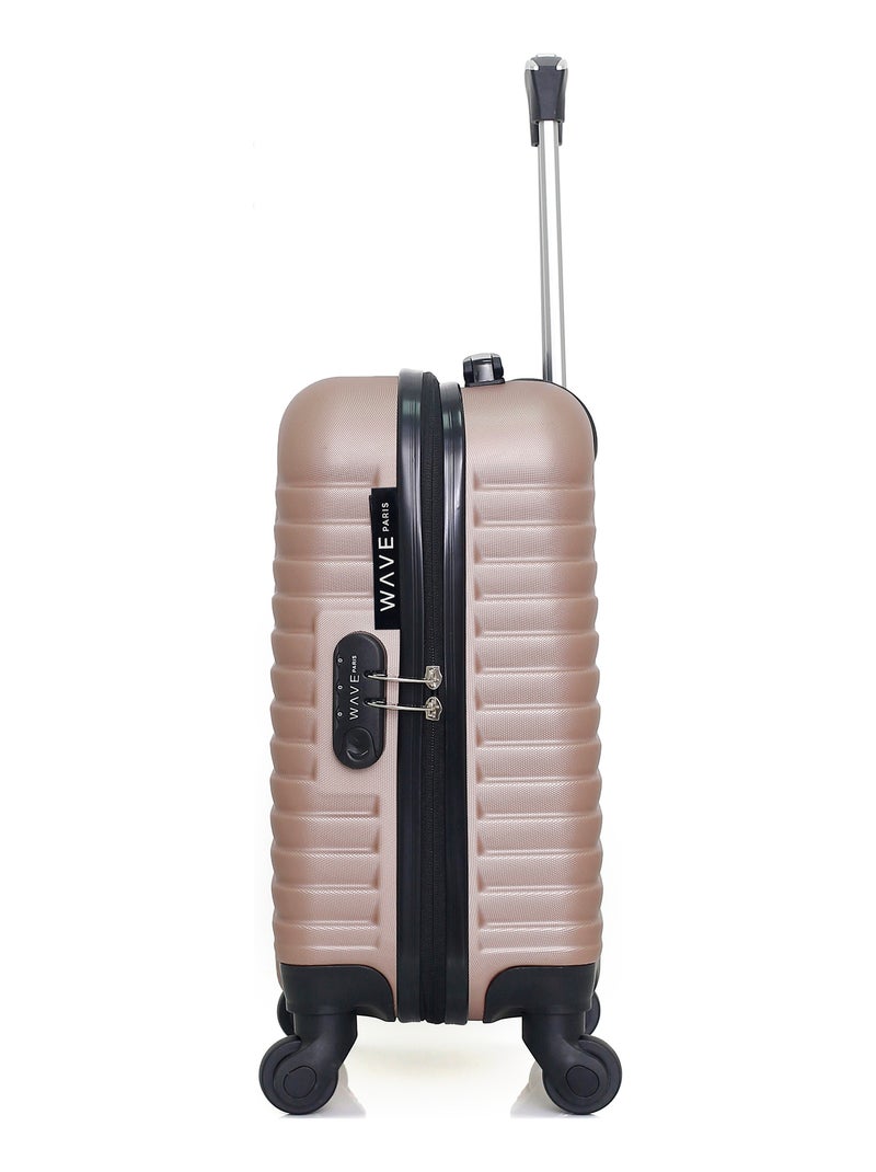 WAVE PARIS - Valise Cabine XXS LENA 46 cm 4 Roues Rose Métal - Kiabi