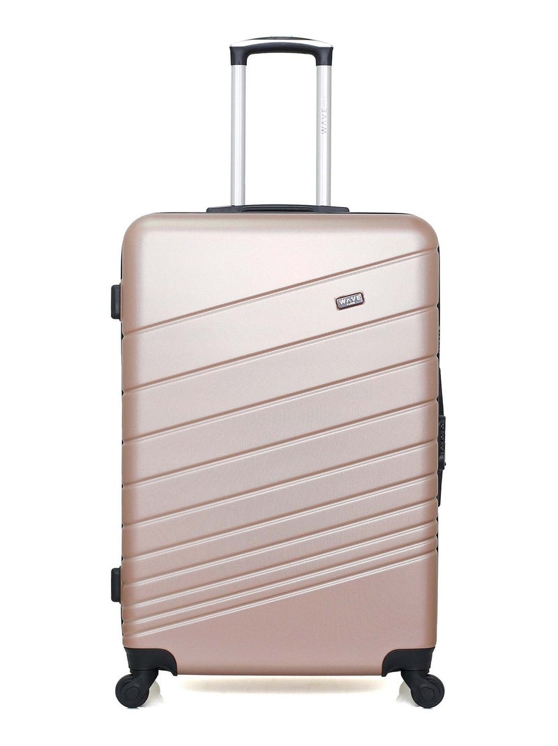 WAVE PARIS - Valise Grand Format ABS TIGRE 4 Roues 75 cm Rose clair - Kiabi