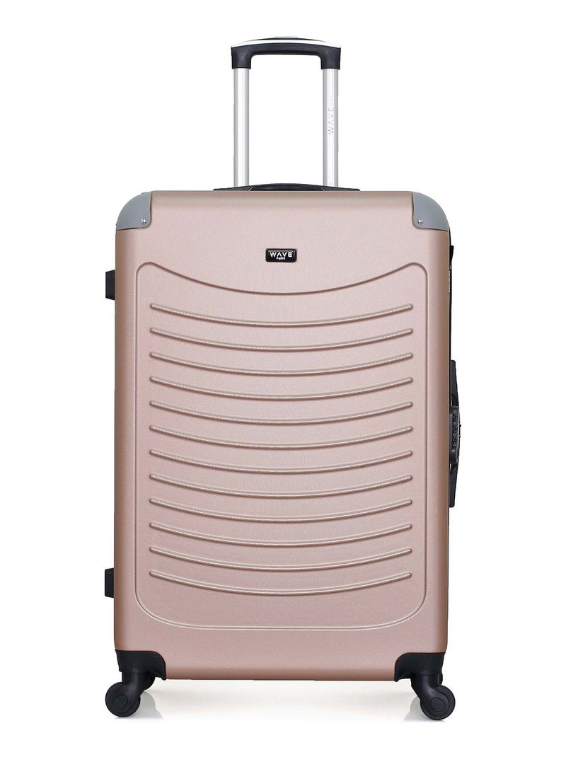 WAVE PARIS - Valise Grand Format CONGO 75 cm 4 Roues Rose clair - Kiabi