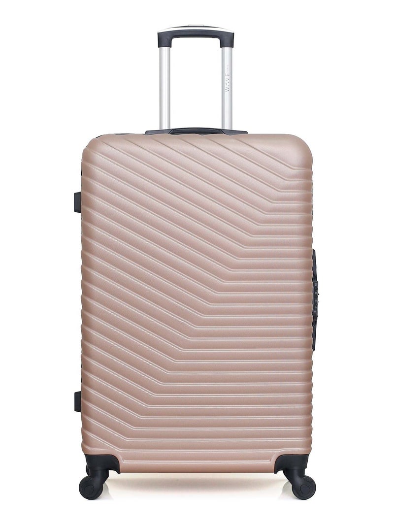 WAVE PARIS - Valise Grand Format LENA 75 cm 4 Roues Rose clair - Kiabi