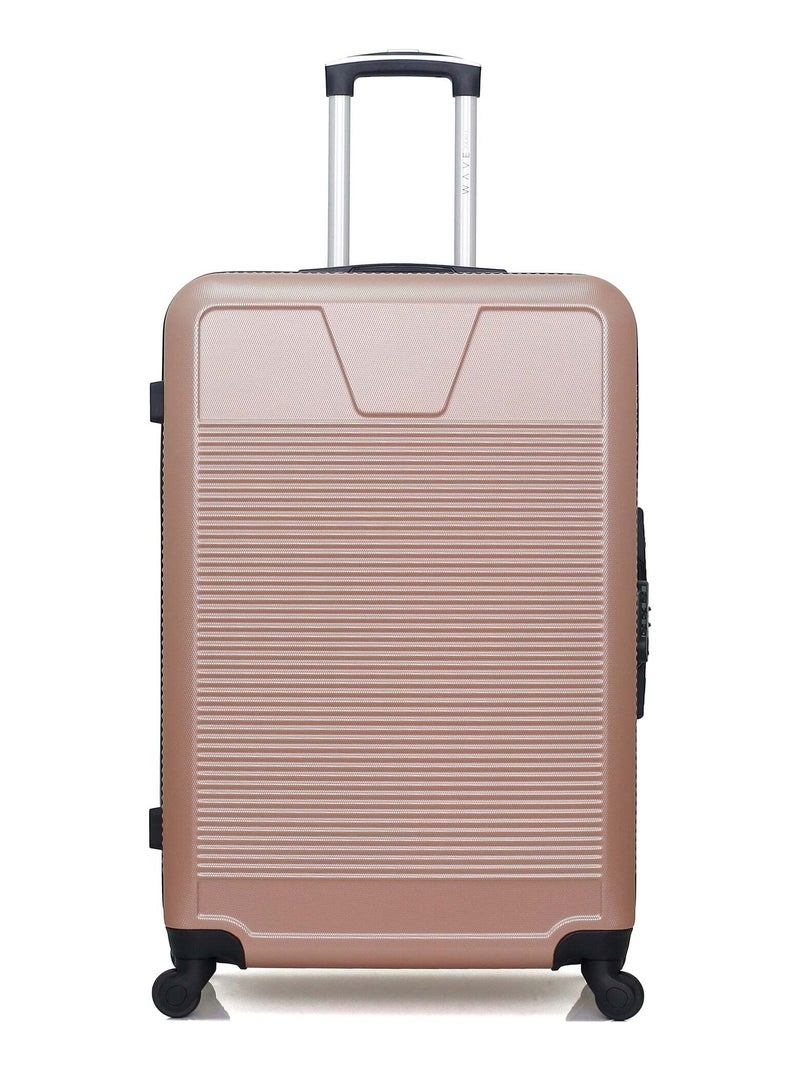 WAVE PARIS - Valise Grand Format SELENGA 75 cm 4 Roues Rose clair - Kiabi