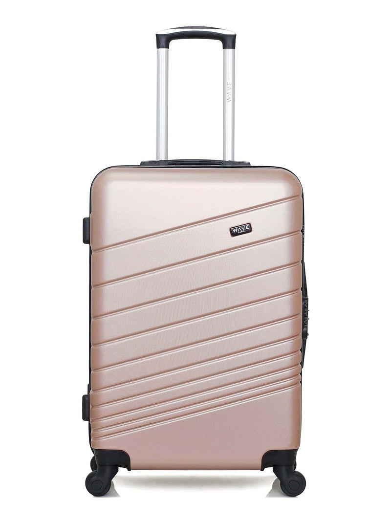WAVE PARIS - Valise Weekend ABS TIGRE 4 Roues 65 cm Rose clair - Kiabi