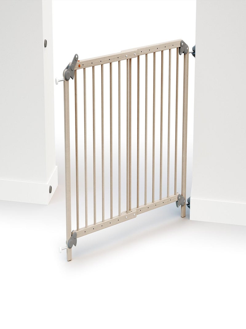 WEBABY - Barrière de sécurité bébé extensible en bois LOKEE Marron noisette - Kiabi
