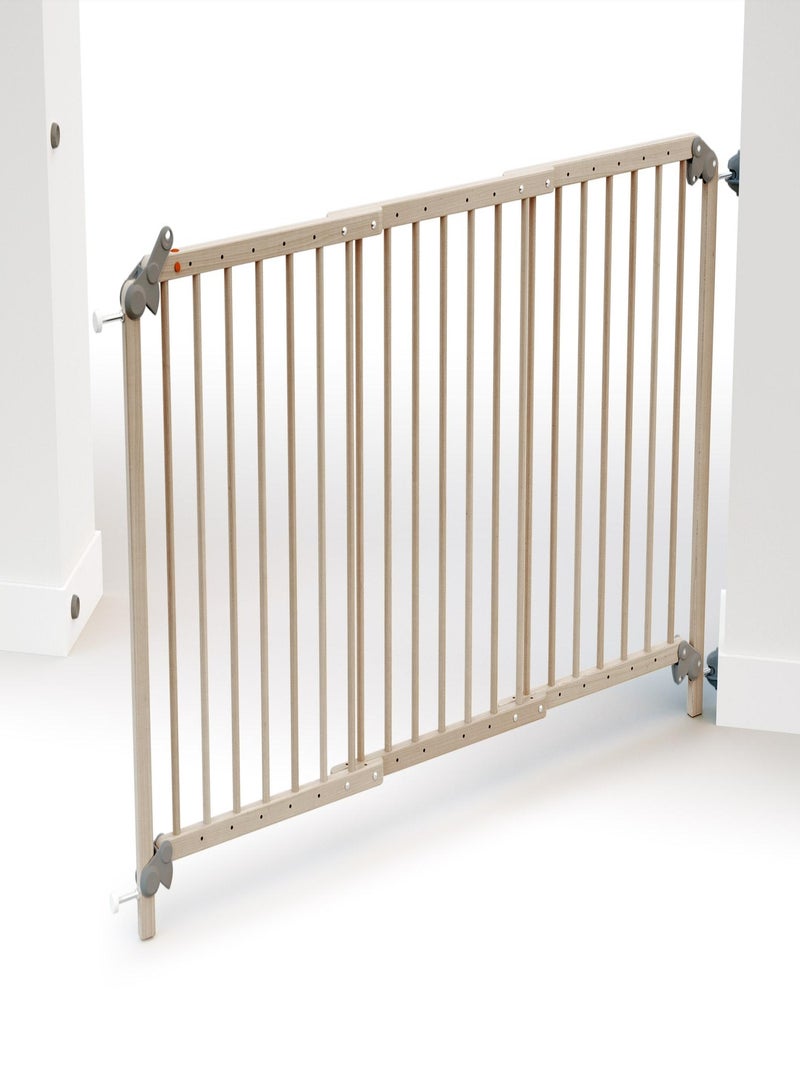 WEBABY - Barrière de sécurité bébé extensible en bois LOKEE Marron noisette - Kiabi
