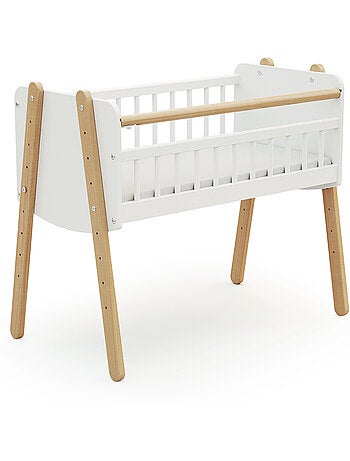 Webaby - berceau cododo en bois pirate blanc et hêtre verni 40 x 80 cm