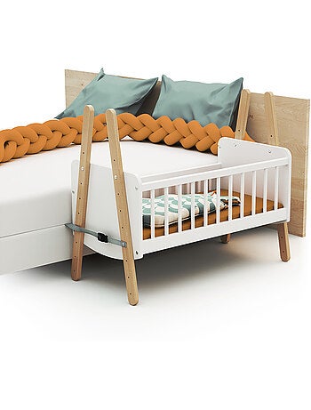 Webaby - berceau cododo en bois pirate blanc et hêtre verni 40 x 80 cm