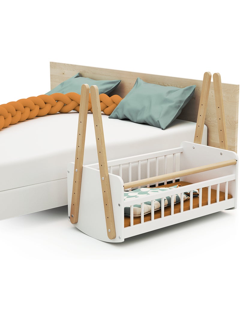 Webaby - berceau cododo en bois pirate blanc et hêtre verni 40 x 80 cm Blanc Marron - Kiabi