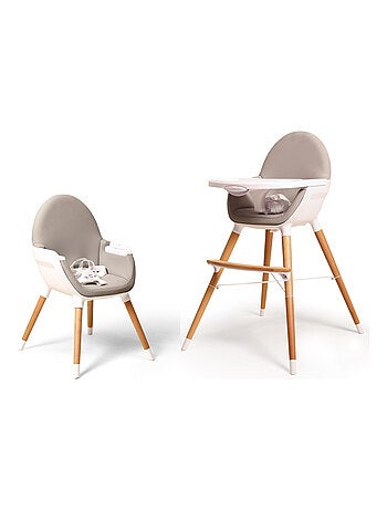 WEBABY - Chaise haute bébé évolutive Blanc et Gris