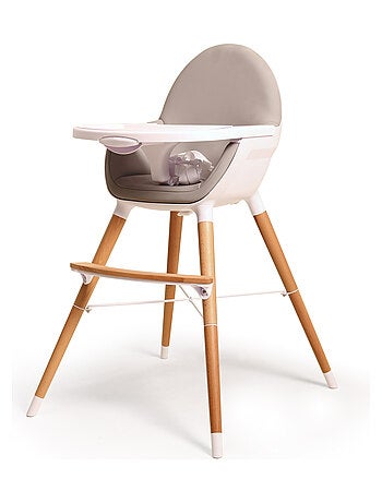 WEBABY - Chaise haute bébé évolutive Blanc et Gris