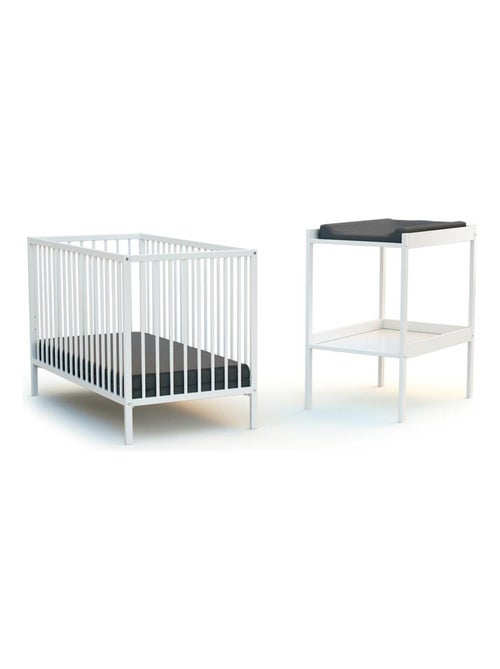 WEBABY - Chambre bébé lit 60x120 et table à langer en bois MILO - Kiabi