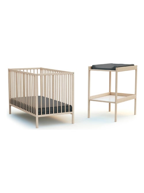 WEBABY - Chambre bébé lit 60x120 et table à langer en bois MILO - Kiabi